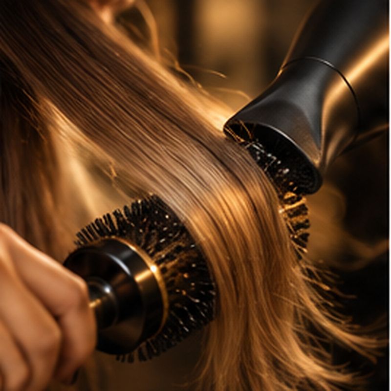Brushing à la brosse ronde et au sèche-cheveux